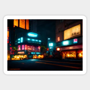Tokyo City Street View With Neon signs / Tokyo, Japan Sticker